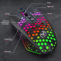 Mouse Gamer lubang, lampu belakang warna-warni eksterior sarang lebah Hollow 2.4g dapat diisi ulang tanpa kabel