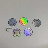 Étiquettes suspendues holographiques personnalisées avec logo, étiquettes en papier laser imperméables pour vêtements, étiquettes de marque pour vêtements, étiquettes circulaires