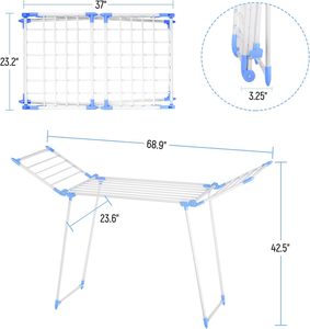 2-Level Foldable Indoor/Outdoor Bathroom <b>Clothes</b> Drying <b>Rack</b> Height-Adjustable Wings Portable Eco-Friendly Dryer for Clothing - Product Image 2