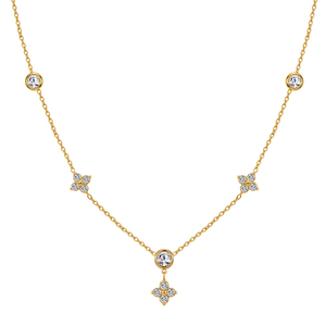 STKN47 Collana con Ciondolo <span class=keywords><strong>Quadrifoglio</strong></span> in Acciaio Inox 304 Placcato Oro 18K, Fatto a Mano con Zirconi Cubici - Product Image 2