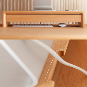 Support d'écran surélevé en bois massif personnalisé avec tiroir, organisateur de bureau, étagère ergonomique pour écran pour la maison et le bureau - Product Image 5