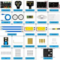 Keyestudio KEYBOT codificación Robot Educativo coche inteligente Kit para Arduino madre robótica IR control remoto inalámbrico Kit de electrónica