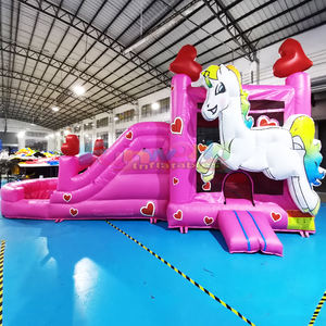 Castillo inflable húmedo/seco con tobogán, unicornio, para fiestas infantiles, moonwalk, brincolín, combo de castillo inflable - Product Image 1