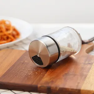 BBQ Tools Kitchen Small Glass Jar Shaker Sea Salt Pepper Powder Spice Container Shaker With Adjustable Sprinkler