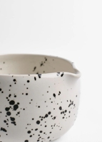 Bol à matcha noir et blanc minimal en céramique tasse et bol à matcha à pois noirs avec bec verseur services à thé matcha en grès
