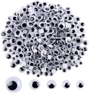 Yeux gaming en plastique noir-blanc pour bricolage artisanal, poupée, accessoires ronds de sécurité, 10 pièces de 15MM