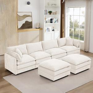 Sofá Esquinero Modular Moderno de Tela Chenille con Otomana, Extra Cómodo, para Sala de Estar Pequeña - Product Image 6