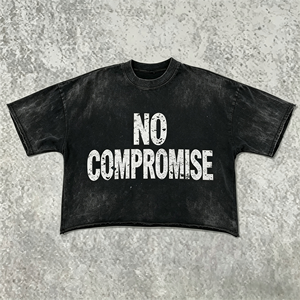 Hongguan Custom <b>Black</b> Heavyweight Acid Wash Casual Summer Oversized Drop Shoulder Graphic <b>Tee</b> <b>Shirt</b> - Product Image 1