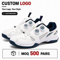 Chaussures de tennis de table et de badminton en microfibre avec logo personnalisé, à fermeture à boucle rotative, respirantes, résistantes à l'usure, décontractées pour hommes