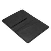 Porte-passeport élégant en cuir PU Saffiano noir, organiseur de voyage d'affaires avec emplacements pour cartes et compartiment à monnaie pour hommes