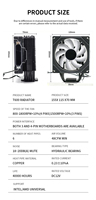Ventilateur de refroidissement CPU haute performance à 6 caloducs, 12V 3/4 broches RGB, roulement fluide, cuivre et aluminium, faible bruit, pour boîtier d'ordinateur - Vente chaude