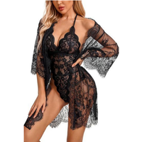 Ensemble de lingerie sexy en dentelle pour femmes 2 pièces pour été body respirant pyjama contrôle de la lumière