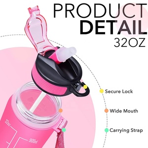 Bouteilles d'eau en plastique PC de 1000 ml en gros, avec message de motivation, pour boire directement, recyclables, résistantes à l'ébullition, idéales pour la randonnée - Product Image 5
