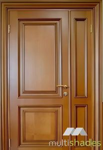 Luxurious Custom Designed Aluminum Unequal Double <strong>Door</strong> American Style with Wicket <strong>Door</strong> <strong>Timber</strong> Finish Main Design Double <strong>Leaf</strong> - Product Image 4