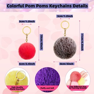 <span class=keywords><strong>PK</strong></span> Zhejiang 2025, venta al por mayor, anillo de Metal dorado de 8cm multicolor a la moda para mujer con bola de piel, llavero con pompón, serigrafía - Product Image 2