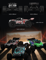 Voiture de course monster 4x4 JIUSI 1/10 haute vitesse 80 km/h, moteur brushless HOBBYWING, télécommande 2,4 GHz 5 canaux, portée 350 mètres