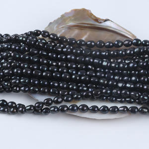 Perles d'eau douce naturelles Zhuji en gros, 8-9 mm, noires, trou droit, double face, légères, accessoires de bijoux DIY, semi-finies - Product Image 3