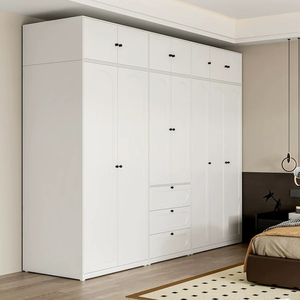 <span class=keywords><strong>Armoire</strong></span> de rangement pleine hauteur en métal minimaliste français avec portes encastrées à arche courbée et penderie séparée - Product Image 5