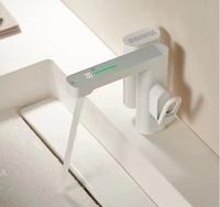Meiyani Distributeur de Savon Intelligent 2-en-1 de Luxe avec Capteur, Robinet Numérique Inductif Chaud/Froid pour Lavabo et Évier de Salle de Bain