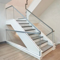 Escalier moderne et simple pour villa duplex, avec poutre droite en bois et FRP, pour intérieur résidentiel, personnalisable