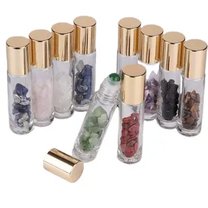 Bola de rodillo de 10ml para embalaje de cosméticos, bolas rodantes de vidrio transparente, botellas para aceites esenciales y Perfume