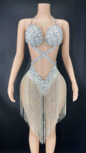 Novance printemps 2022 femmes S vêtements chaud Sexy évider Mature Boob Tube robe de soirée Sexy diamant frange beauté Pageant couronne - Product Image 6