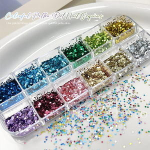 Missgooey Paillettes à ongles colorées à pois, couleurs mélangées, flocons de paillettes ronds pour la décoration des ongles, commande en gros, OEM - Product Image 2