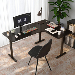 Mesa elevadora de esquina en T moderna, escritorio de hogar con manivela, escritorio de aprendizaje, banco de trabajo tipo <span class=keywords><strong>L</strong></span>, estación de trabajo para oficina y dormitorio - Product Image 6