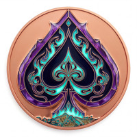 Pièce de monnaie en cuivre pur 999 de 1 oz et 5 oz, série As de Pique, style graffiti, impression UV 3D en relief coloré, artisanat métallique, cadeau