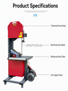 Sega a Nastro Verticale di Grado Industriale con 4 Ruote Girevoli, Tavolo di Lavoro in Acciaio, per <span class=keywords><strong>Falegnameria</strong></span> e Taglio del Legno - Product Image 3