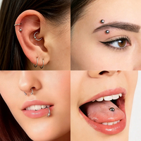 Piercing de lèvre, de langue, de nez, de septum en acier chirurgical, en forme de fer à cheval, vente en gros, bijoux de piercing personnalisés à la mode