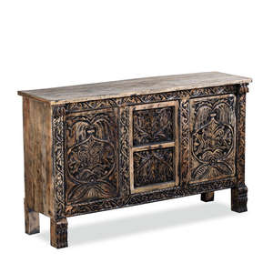 Buffet moderne en bois de qualité supérieure, 3 portes, 3 tiroirs, armoire de rangement sculptée pour salle à manger, chambre et salon - Product Image 2