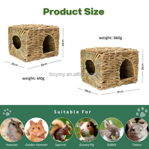 Casita <span class=keywords><strong>de</strong></span> Conejo Hecha a Mano, <span class=keywords><strong>de</strong></span> Hierba Natural, Plegable, Escondite Tejido para Hámster, Cama con Alfombra - Product Image 5