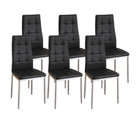 Chaises de salle à manger Hampton modernes bon marché d'usine, mobilier de salle à manger à dossier haut en cuir synthétique noir et blanc, ensemble table et 8 chaises