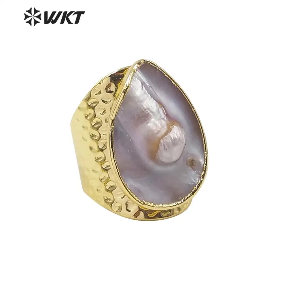 WT-R345 Groothandel Hot Selling Natuurlijke Moeder Van Parel Ring Parel Shell Ring Mode 2020 Charme Sieraden Parel Ring