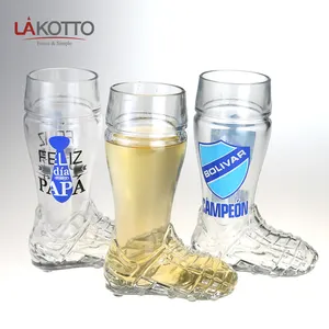 20oz Fashional Cartoon decal beer tasting libbey clear beer can glass beer glass boot shape