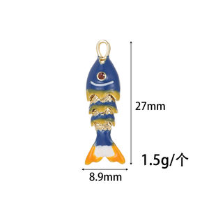 Hot Selling bunte Karpfen Zirkon Anhänger 14 Karat vergoldet Emaille Fisch Mode DIY Halskette Schmuck Charms Herstellung Zubehör - Product Image 6
