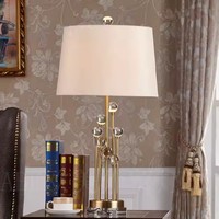 ENSEMBLE américain discret lumière luxe rétro boule de cristal concepteur tissu couverture lampe de Table pour chambre salon