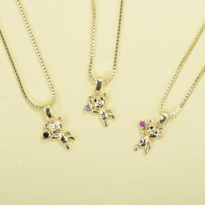 <span class=keywords><strong>Collar</strong></span> de Eslabones Sencillos Chapado en Oro de 14k para Niñas y Mujeres, Latón, Colgante de Corazón de Oso Español con Circonita Cúbica, Joyería Infantil para Hacer Manualidades - Product Image 1