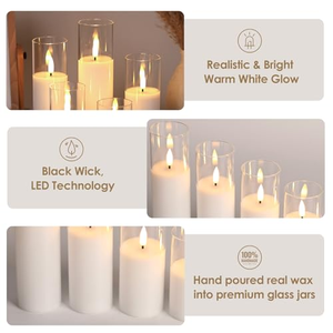 Bougie LED sans flamme personnalisée en verre et cire de paraffine pour la décoration de la maison - Product Image 4