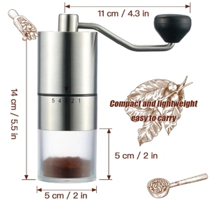 เครื่องบดกาแฟแบบพกพา ทำจากสแตนเลส เป็นมิตรกับสิ่งแวดล้อม ปรับระดับการบดได้ 5 ระดับ ด้วยใบมีดทรงกรวย สำหรับการบดที่ละเอียด เหมาะสำหรับใช้ที่บ้านและที่ทำงาน - Product Image 2