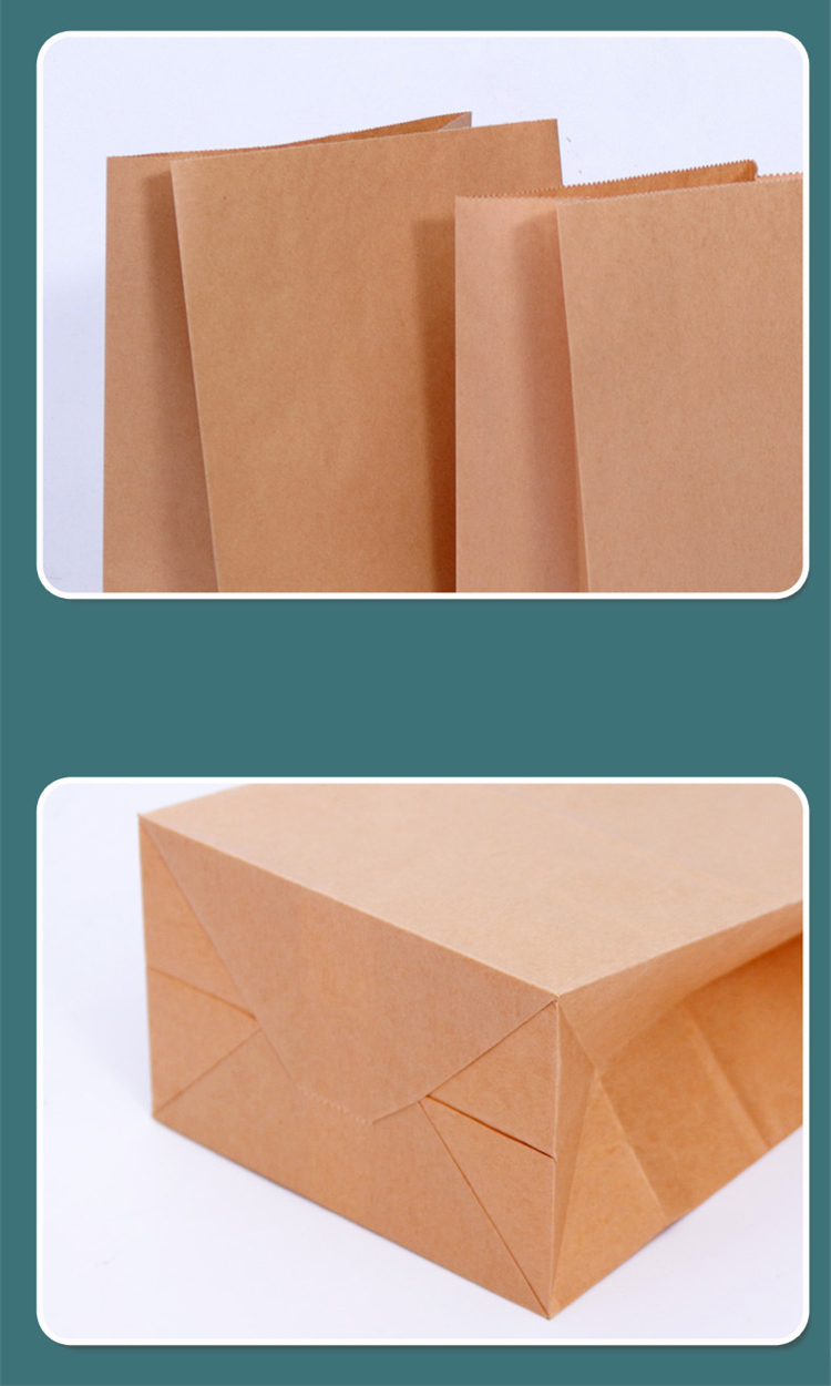 Oil Film Leak Proof Enviro<i></i>nment Friendly Recyclable Brown Kraft Paper Takeaway Bag without Handle