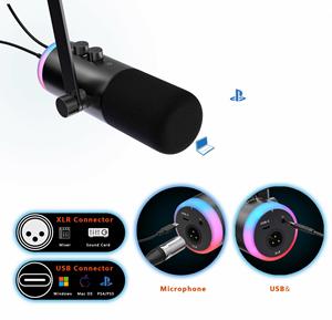 Micrófono Dinámico RGB Profesional con Soporte de Escritorio, Micrófono para Juegos USB XLR Tipo C para Grabación en Estudio - Product Image 5