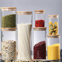 Bocaux en verre avec couvercle en bois, conteneur pour la cuisine, grands bocaux de rangement en verre, ml