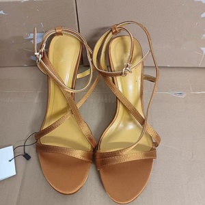 Sandalias de Tacón de Satén para Mujer, con Tiras Cruzadas en la Parte Delantera, Correa de Tobillo con Hebilla, Punta Redonda, para Verano - Product Image 2