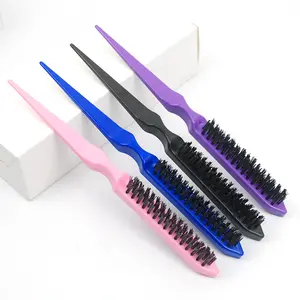 Teasing Brush for Fine Hair Nylon Rat Tail Brush Three Row Salon Teasing Brush Set Add Volume Hair Care Scalp Massage Hairstyle