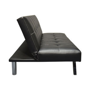 Divano <span class=keywords><strong>Classico</strong></span> in Vera Pelle Sintetica Nera, Divano Letto per <span class=keywords><strong>Soggiorno</strong></span> e Camera da Letto - Product Image 1