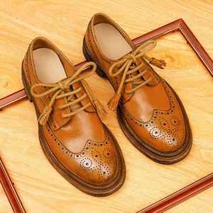 Chaussures Homme en Cuir Véritable Imperméables Automne 2025 Nouveau Style Bout Rond Britannique Habillées Formelles Mariage Antidérapantes à Enfiler - Product Image 5