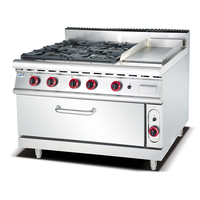 Cuisine occidentale Cuisinière à gaz autoportante Cuisinière commerciale Cuisinière 6 brûleurs avec four