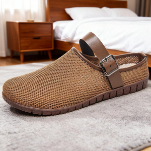 Sandales vintage à semelle souple pour femmes, pantoufles d'extérieur décontractées à bout fermé, semi-mules - Product Image 4